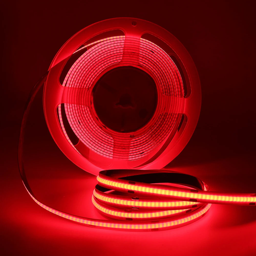 DC 12V 24V COB Strip 320Leds/M High Density RA90 White Pink Yellow Ice Blue Red Green Flexible Ribbon Rope LED Light