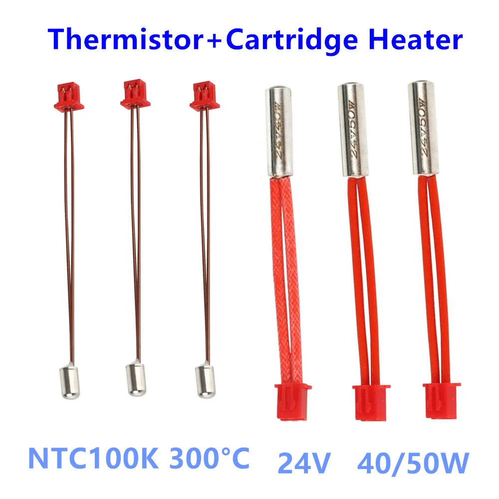 40/50W 24V Cartridge Heater High Temperature 300°C NTC100K Thermistor Heating Tube for Sprite Extruder Ender 3 S1 Pro 3D Printer