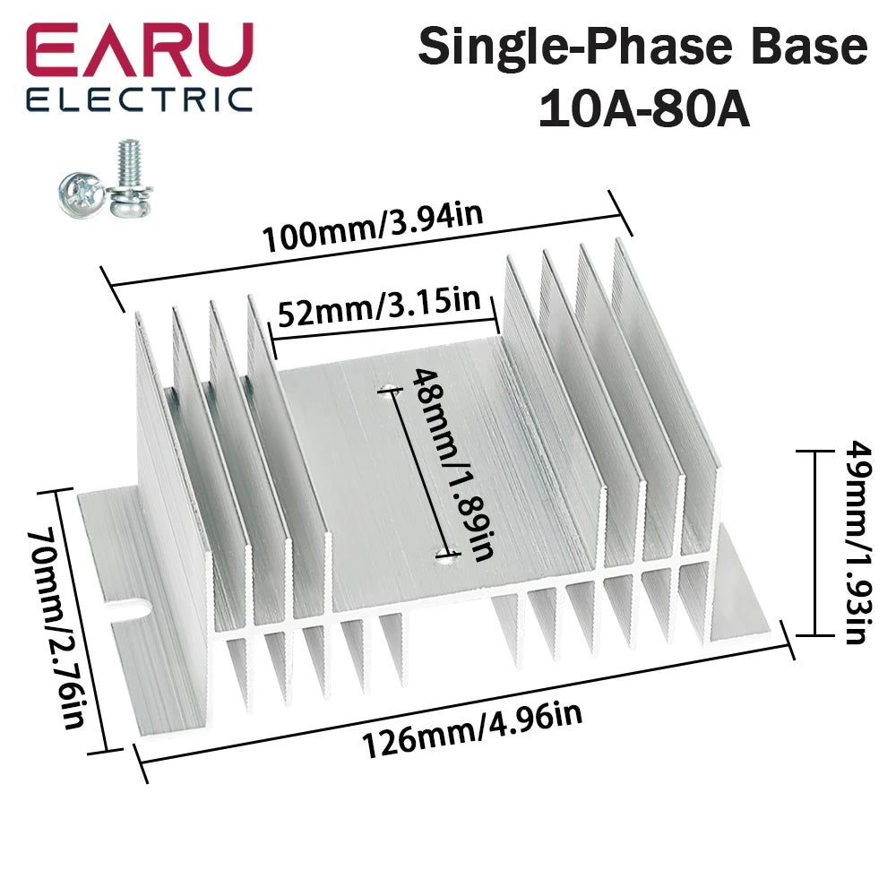 1Pcs 10A-200A New Single Phase Three Phase Solid State Relay Module Heat Sink SSR DA AA DD Aluminum Fins Radiator Din Rail Mount