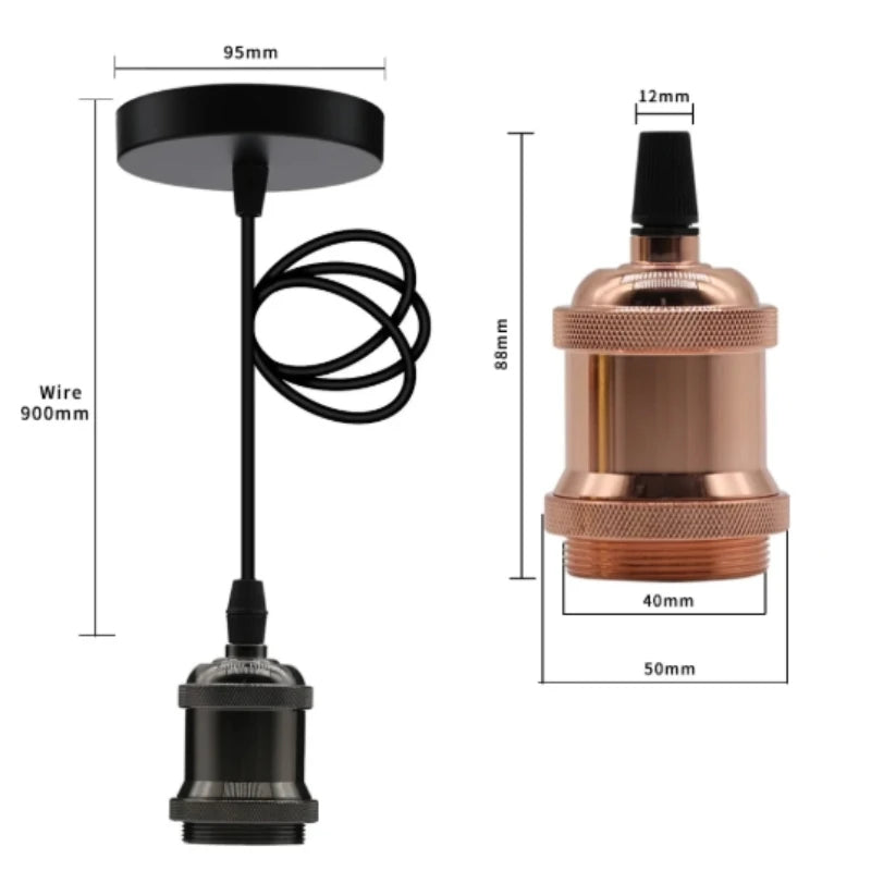 Vintage Edison Pendant CFL LED Filament E27 E26 Edison Screw Light Socket Light Industrial Retro Bulb Lamp Base Aluminum Holder