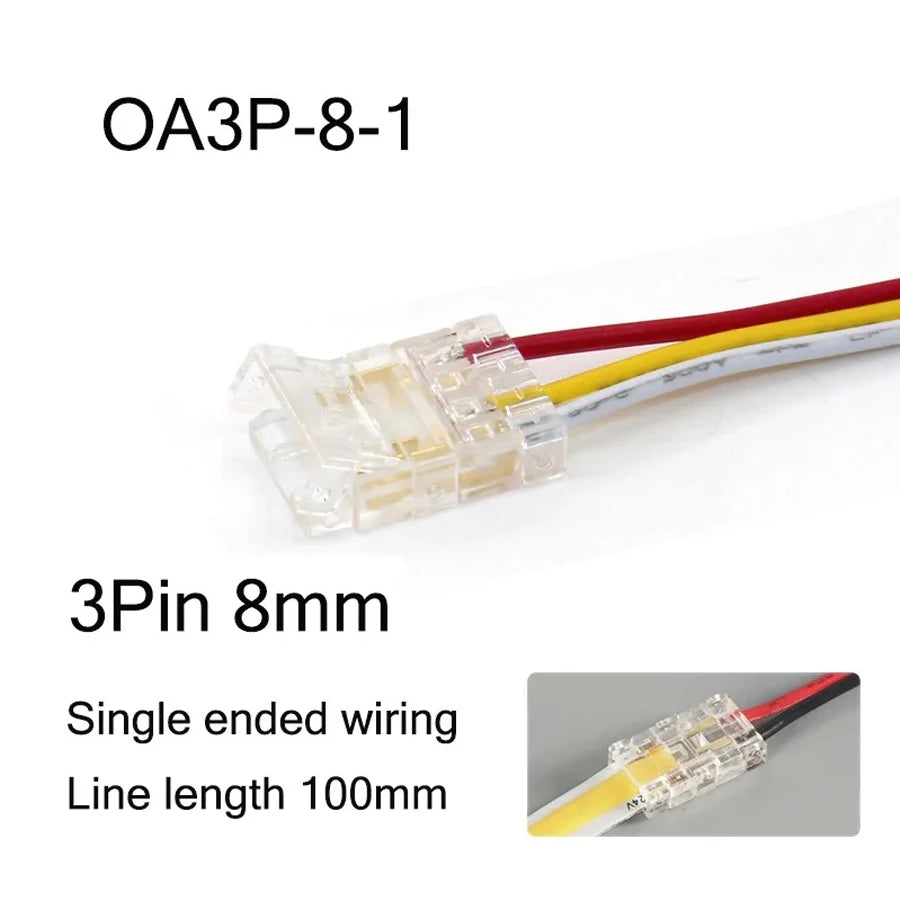 COB Led Strip Connector Light Strip Wire Connectors 2 3 4 Pin L-shaped For 5 8 10mm Width PCB Single Color RGB CCT Strip