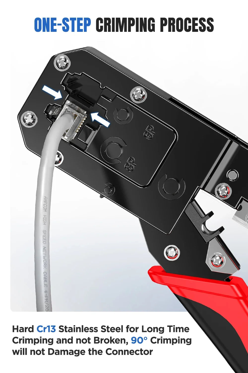 AMPCOM RJ45 Crimping Tool Ethernet Network LAN Cable Crimper Cutter Stripper Plier 8P RJ45 6P RJ12 RJ11 for Modular Connector