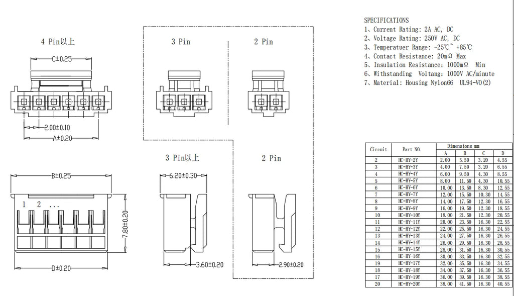 50/100PC SH/PH/XH 1.0mm 1.25mm 1.5mm 2.0mm 2.54mm Housing Shell Connector 2/3/4/5/6/7/8/9/10P 1.0 1.25 2.0 2.54 Plastic Plug