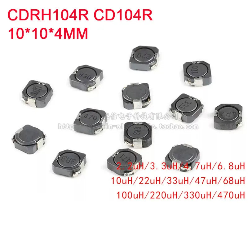 10PCS/lot SMD Power Inductors CDRH104R CD104R 10*10*4MM 2.2UH 3.3UH 4.7UH 6.8UH 10UH 22UH 33UH 47UH 68UH 100UH 220/330/470/680UH
