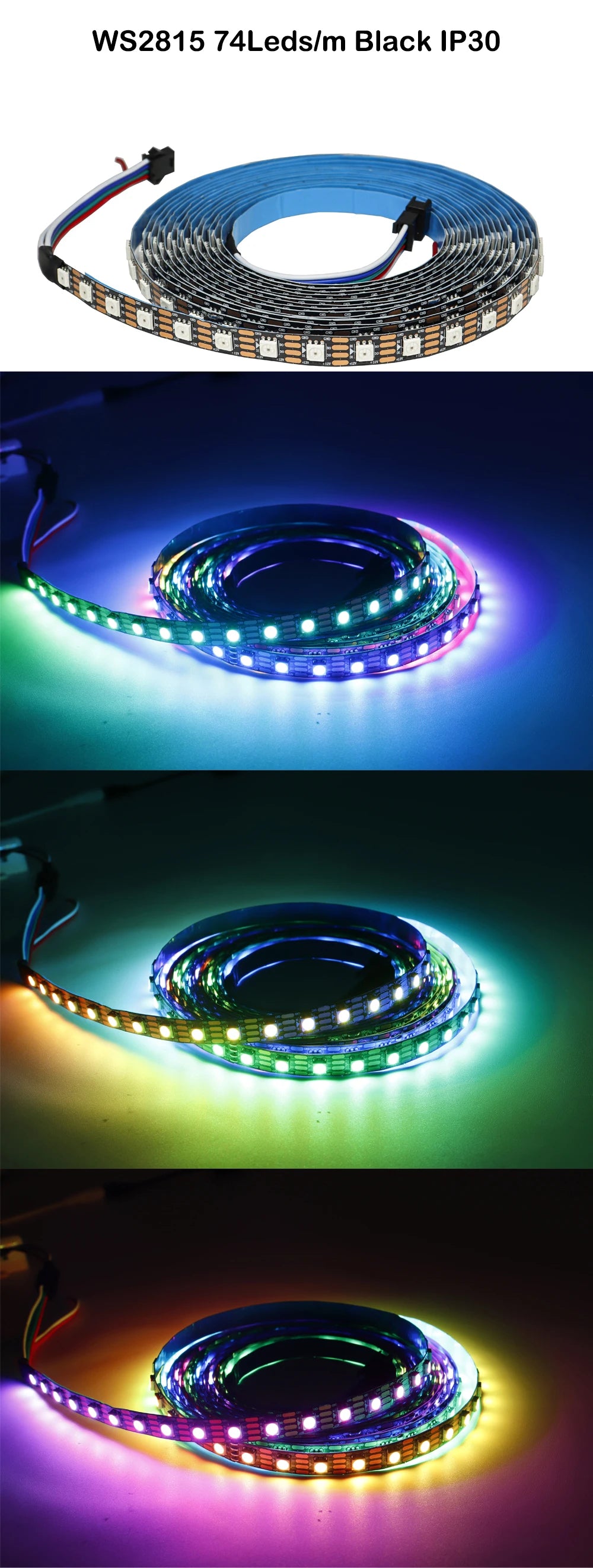 DC12V WS2815 DC5V WS2812B 5050 RGBIC LED Strip WS2812 30/60/74/96/144Leds/Pixels/m Individually Addressable Light IP30/65/67