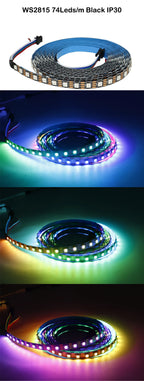 DC12V WS2815 DC5V WS2812B 5050 RGBIC LED Strip WS2812 30/60/74/96/144Leds/Pixels/m Individually Addressable Light IP30/65/67