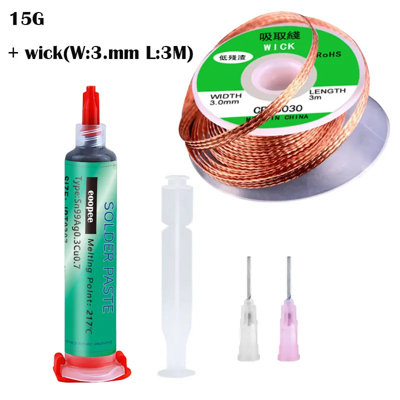Sn99Ag0.3Cu0.7 Lead Free Solder Paste Needle Tube for PCB/BGA/SMD Soldering USB Socket Repair Tin Welding Solder Paste 20-38um