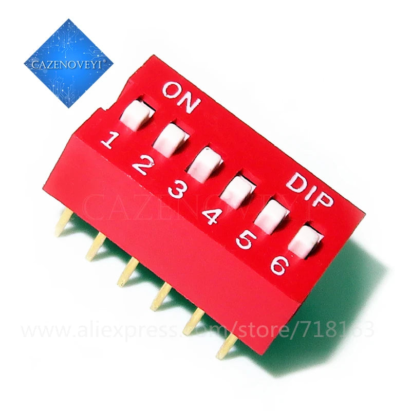 10pcs/lot Slide  Switch  1 2 3 4 5 6 7 8 9 10 12 Bit 2.54mm Position Way DIP Red Pitch Toggle Switch Red Snap Switch