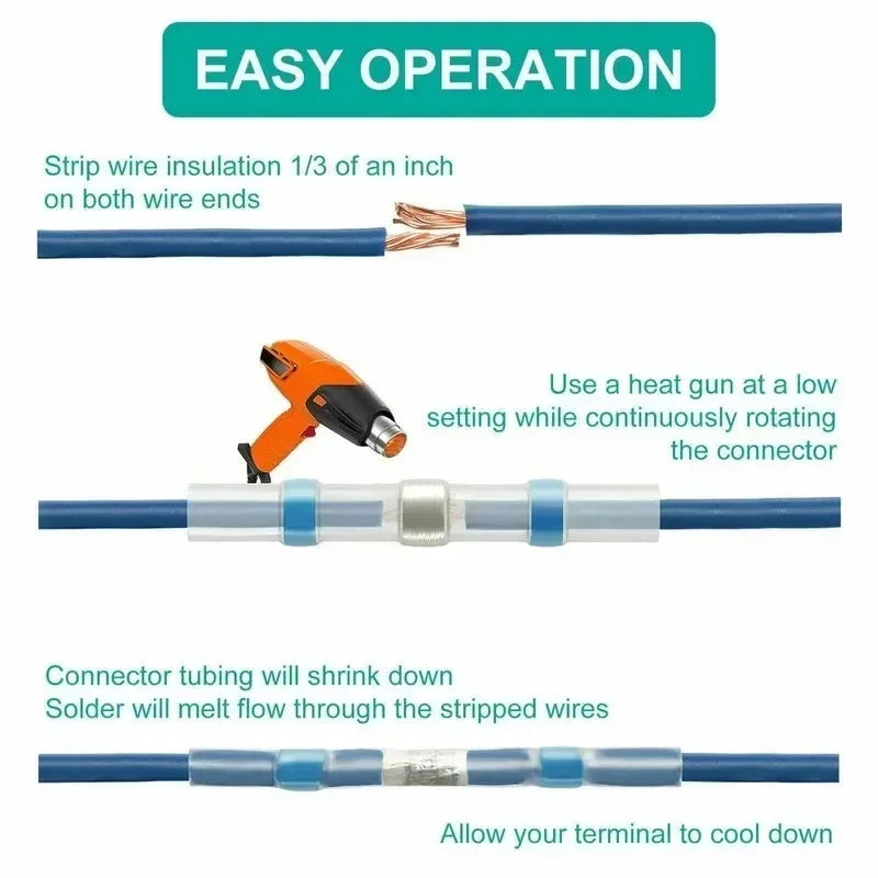 Waterproof Solder Seal Heat Shrink Butt Connectors Lug Terminals Insulated Electrical Wire Homework Equipment Heat Shrink Tube