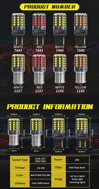 2pcs Car LED Lights BA15S P21W 1156 BAU15S PY21W 1157 BAY15D 44*3030SMD Canbus Front Tail Turn Signal Lamps 7440 7443 W21/5W 12V