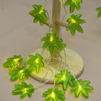 1PC Green Maple Leaf LED String Light,Battery-Powered Fairy Light,Decorative Lighting For Indoor/Outdoor Camping,Fence,Yard,Lawn