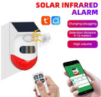 Tuya Smart WiFi Infrared Motion Detector Solar Outdoor PIR Wireless Strobe Siren Detector Sound Alarm Waterproof Remote Control