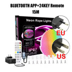 24V Addressable Neon Led Ribbon 5M 10M 15M 20M Bluetooth Led String Lights Waterproof Outdoor Lighting Rgbic Strip Neon Rgb Tape