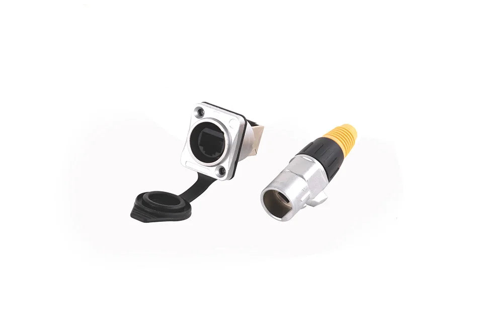 10pcs Waterproof D type RJ45 Connector Female to Female Socket Metal Shell Chassis Panel Mount Network Ethernet RJ45 Adapter
