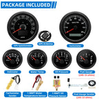6 Gauge Set 85mm GPS Speedometer Tachometer 52mm Water Temp Fuel Voltmeter Oil Pressure Meter With 1/8 NPT Sensor For Boat Car