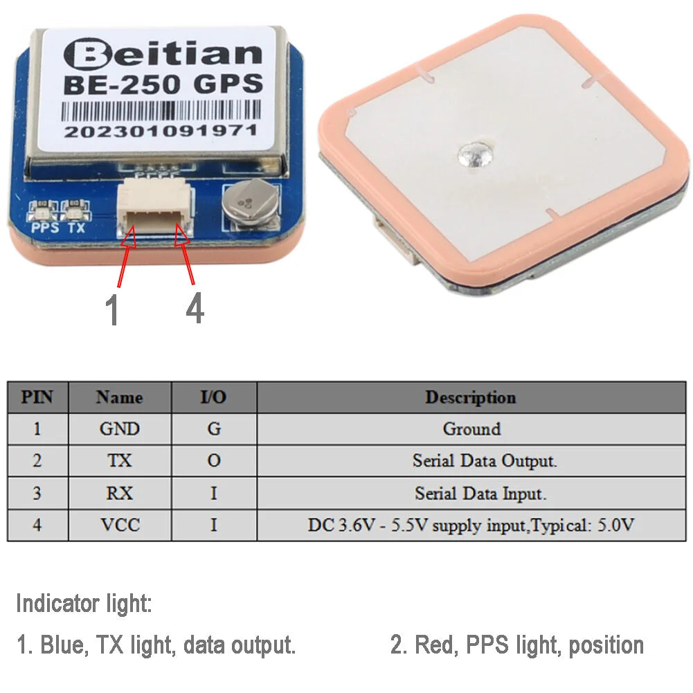 Beitian GPS Receiver Module BN-180/220/250/280/880 Multi-GNSS Support for Arduino Flight Control Drone