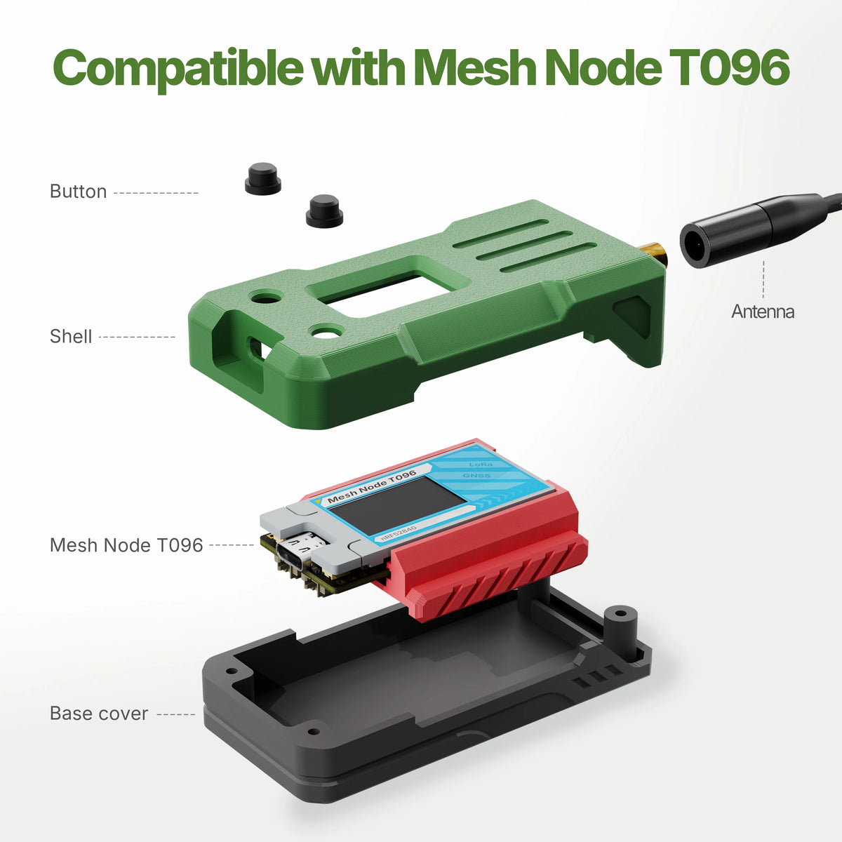 Heltec Mesh Node T096 Case Kit nRF52840 SX1262 LoRa Tracker Ultra-low Power BLE GNSS 28dBm Meshtastic MeshCore Excluded Battery