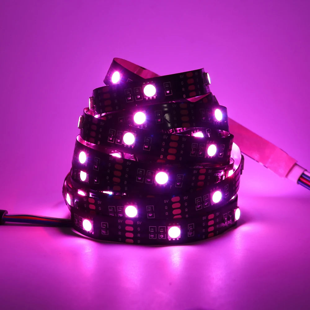 5v 5050 RGB LED Strip Light Flexible Tape Lamp Waterproof 50cm 1m 2m 3m 4m 5m With 4pin Plug White/ Black PCB Home Decoration