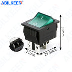 50PCS/Lot ABILKEEN KCD2-201N Rocker Toggle Switch 30A/15A 250VAC ON-OFF Mini Toggle Switch with LED Light 4Pin Terminal
