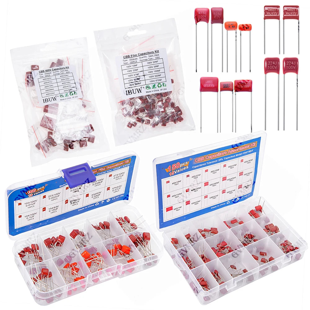 CBB Polypropylene Film Capacitor Kit, Power Supply, Audio Equipment Universal CBB Capacitors Set,for DIY Electronics