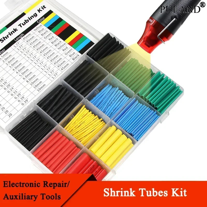 127/328/580pcs Heat Shrink Tubing Wrapping kit 2:1 Shrinkable Wire Shrinking Wrap Tubing Wire Connect Cover Protection Sleeving