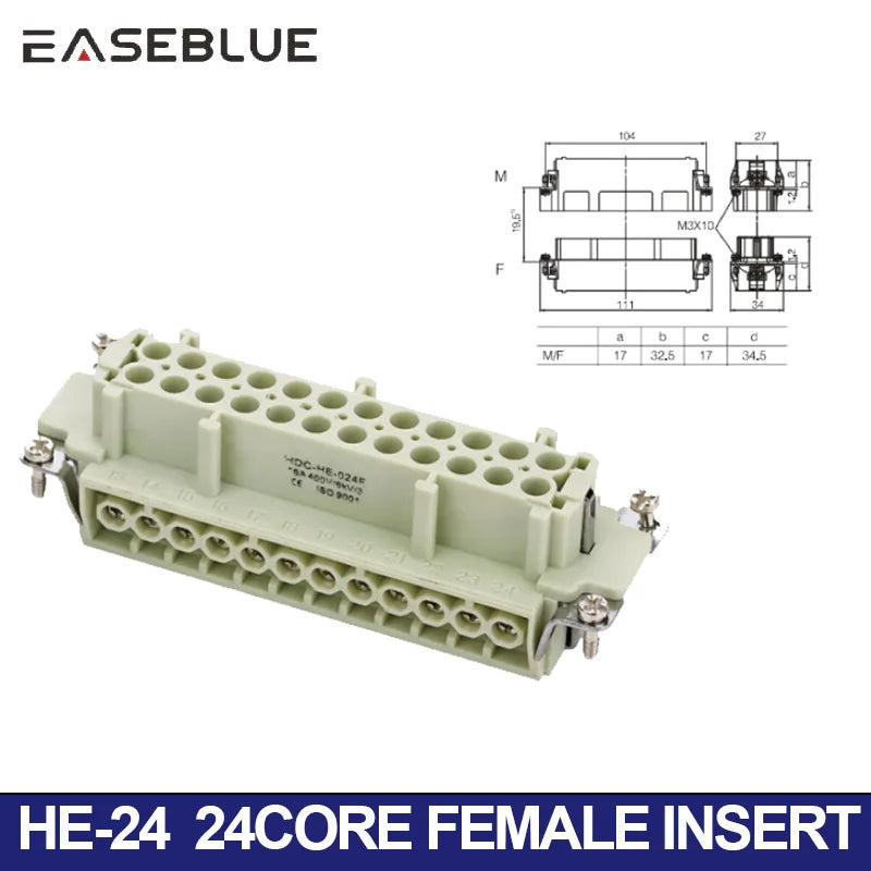 6/10/16/24 Core Heavy-duty Connector HDC-HE Male Connector Core and Female Connector Insert 16A 500V Aviation Plug Core