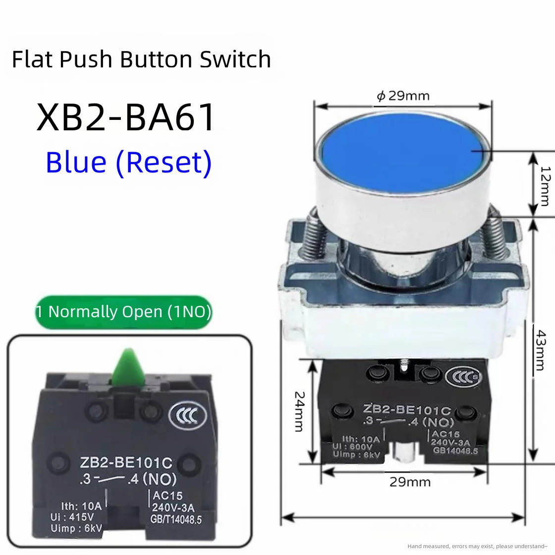 XB2 button switch metal emergency stop reset rotating mushroom head jog power start stop