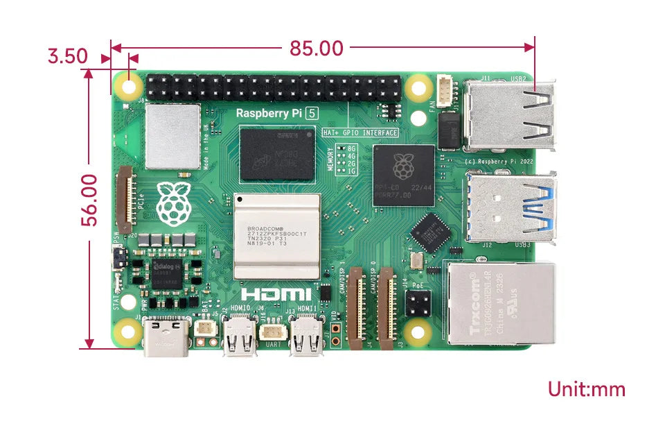 Raspberry Pi 5, Options for 4GB/8GB RAM, BCM2712 Processor, 2.4GHz Quad-Core 64-bit Arm Cortex-A76 CPU Built Using RP1 I/O