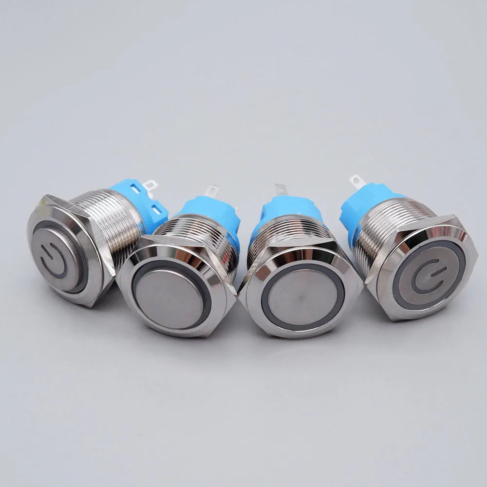 40pcs 22mm Push Button Switch Latching Momentary Metal PC Power LED Light On Off with Wire Waterproof 12v 3v 5v 6v 24v 220v Red