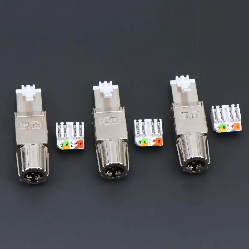 1Pc Zinc Alloy Shielded Ethernet Termination Plugs Cat7 Cat6A Cat8 RJ45 Connector Tool-Free