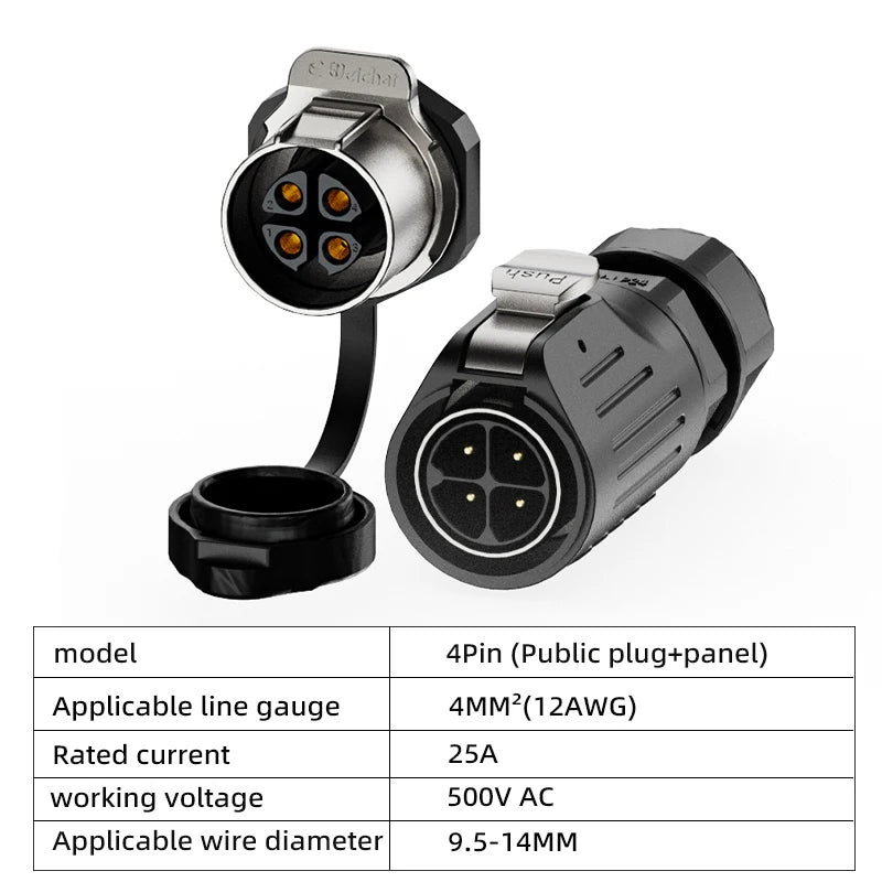 IP68 Power Waterproof Connector Panel Installation, Aviation Plug Socket Cable, Male and Female Heads, No Welding Required