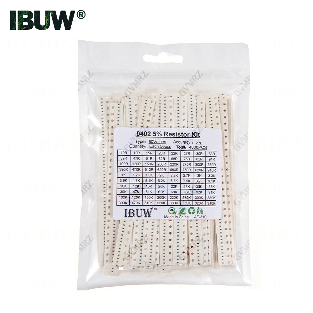 0201 0402 0603 0805 1206 1% 5% SMD Resistor Assorted Kit 1R-1M 10K 100K 1K 100R Resistance Set DIY