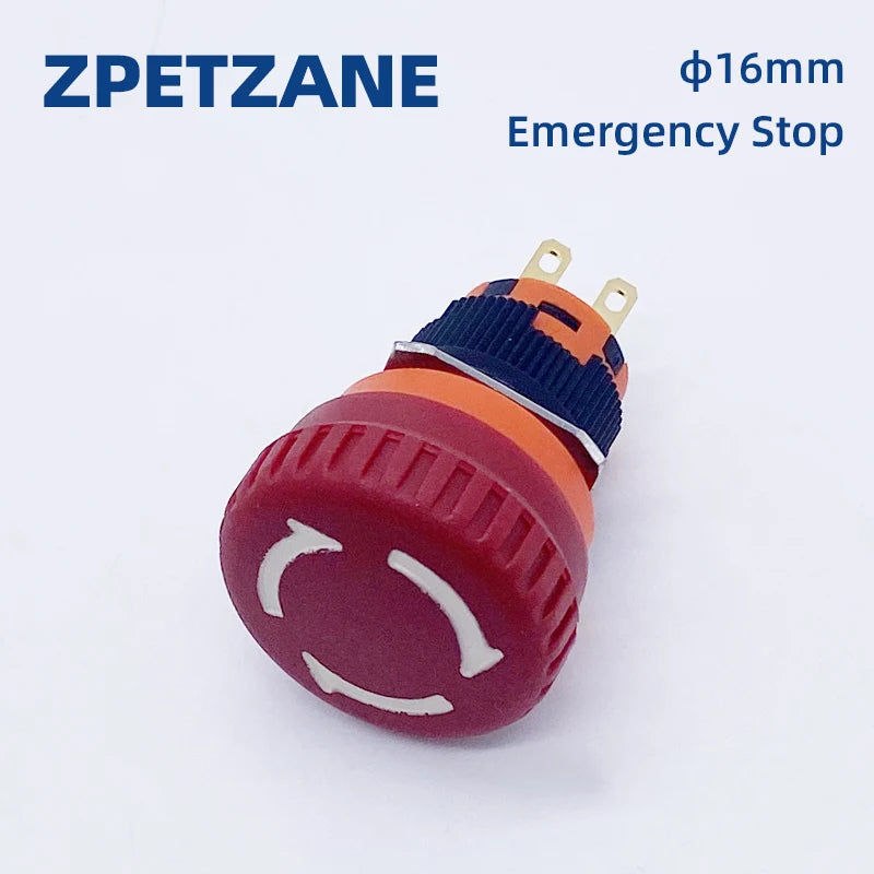 16mm Mounting Emergency Stop Rotary Button Switch 2NC Two Normally Closed Mini Four Foot Mushroom Stop