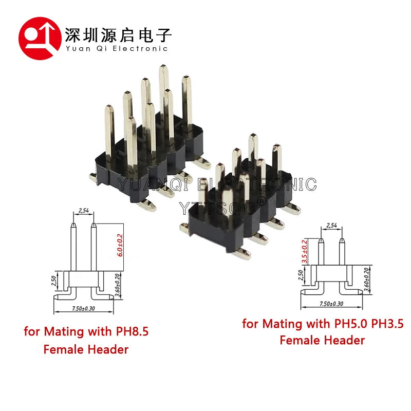 10pcs 2.54mm SMT PH5 2x3/4/5/6/7/8/10P/13P/20P Double Row Short Low Profile SMD Surface Mount Female PCB Header Socket Connector