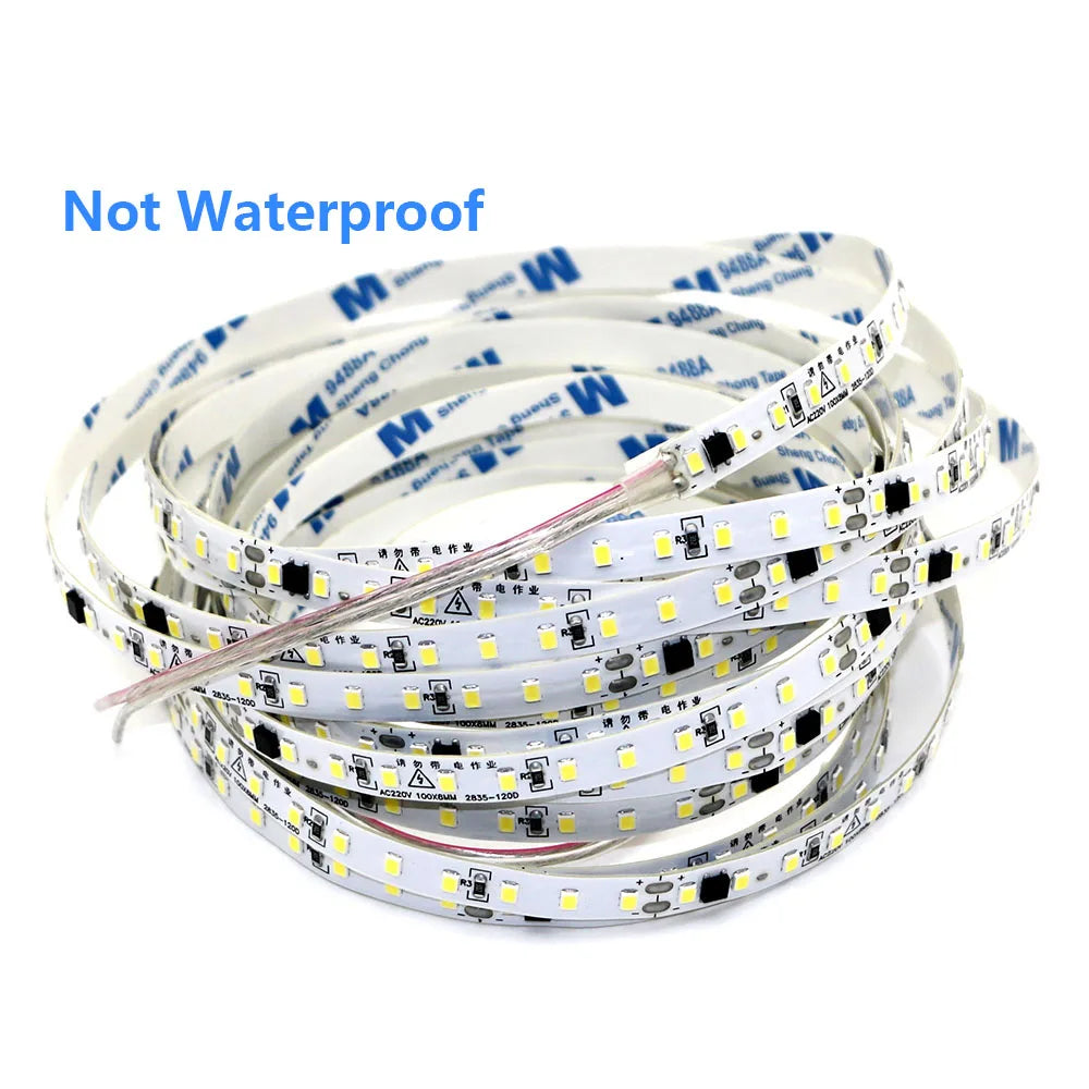 AC220V 230V 5M 600 LED Strip 2835 120LEDs/m Home Lamp Strip Red Ice Blue Green Yellow Pink Flexible And Cuttable Soft Lamp Bar