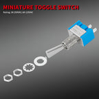 10PCS Mini Toggle Switch 3 Position 2 Position ON OFF ON DPDT SPST DPST 6A 125VAC 3A 250VAC Latching Flat Handle for Car Truck