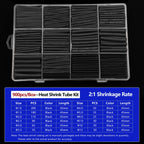 2:1 Heat Shrink Tube Kit Thermoresistant Shrinkage Tubing Wire Wrapping Electrical Connection Cable Insulation Sleeved Protecter