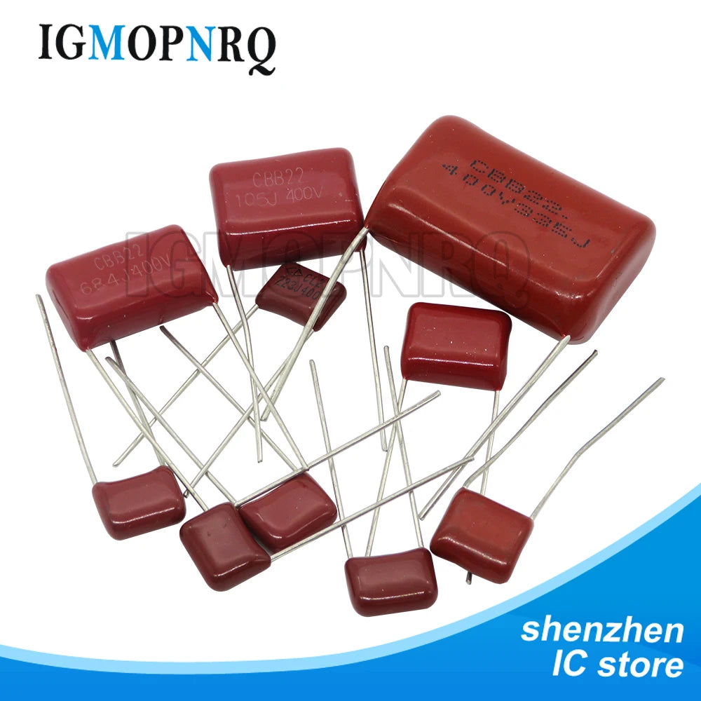 10PCS 63V 100V 250V 400V 450V 630V 2000V RED CBB Polypropylene film capacitor 101 103 104 105 125J 221 222 223 224 225 332 333