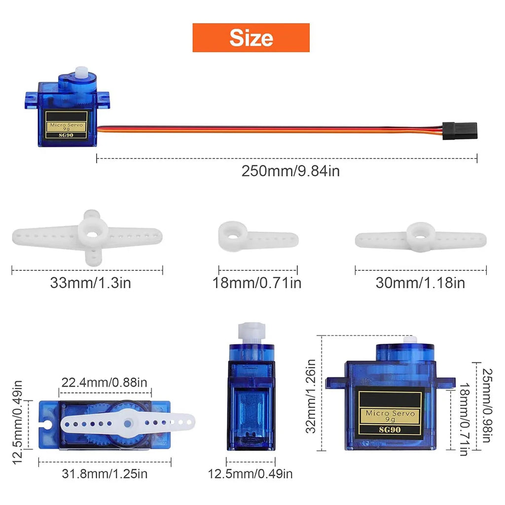 2/5/10pcs Sg90 Servo Motor Micro 9g 180 360 Degree Mount Sg90 Kit Without Metal Gear Pro Rc Car Toy Airplane Arduino Uno Diy