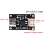 TP4056 3.7V Lithium Battery Charging Module 1A USB Type C Port PH2.0 Terminal Overcurrent Protection Board Detector Module