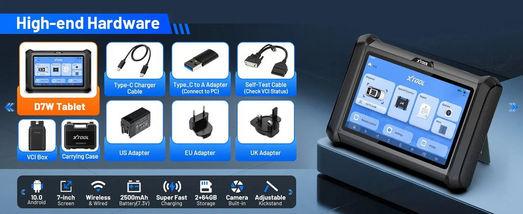 XTOOL D7W Bluetooth Diagnostic Tool All System Automotive Scanner Bi-Directional Control ECU Online Code Built in CAN FD DOIP