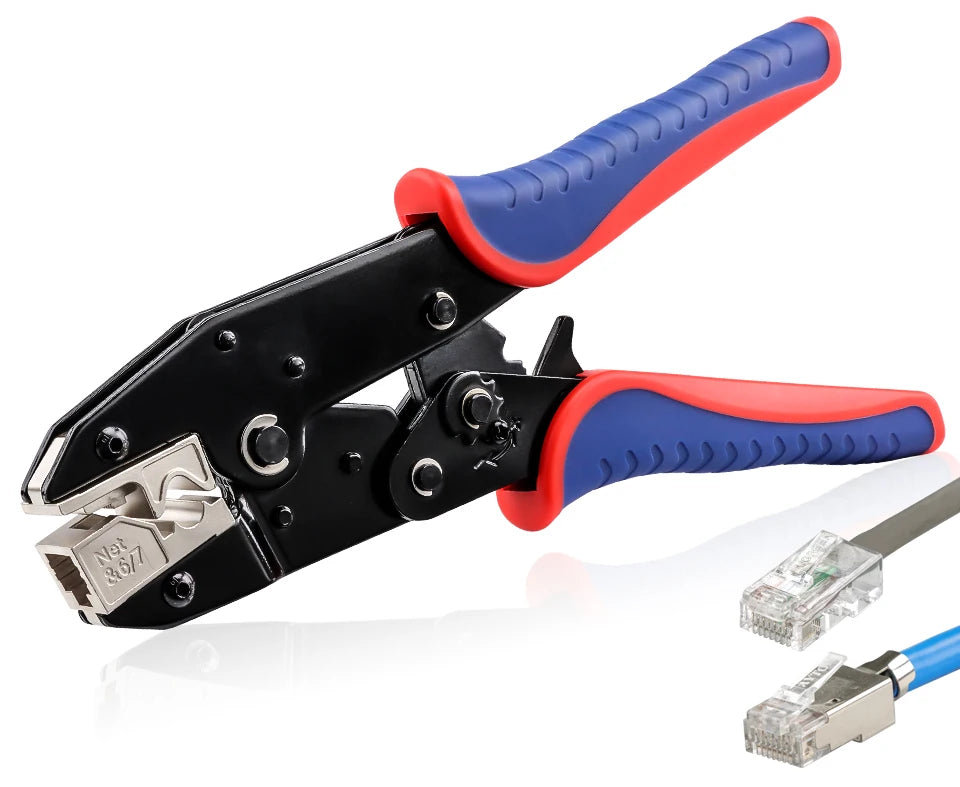 RJ45 Crimping Tool for Cat5/Cat6/Cat7 Ethernet Cables YHF-N567 Pliers Ratcheting for Precise Effortless Network Cable Crimping