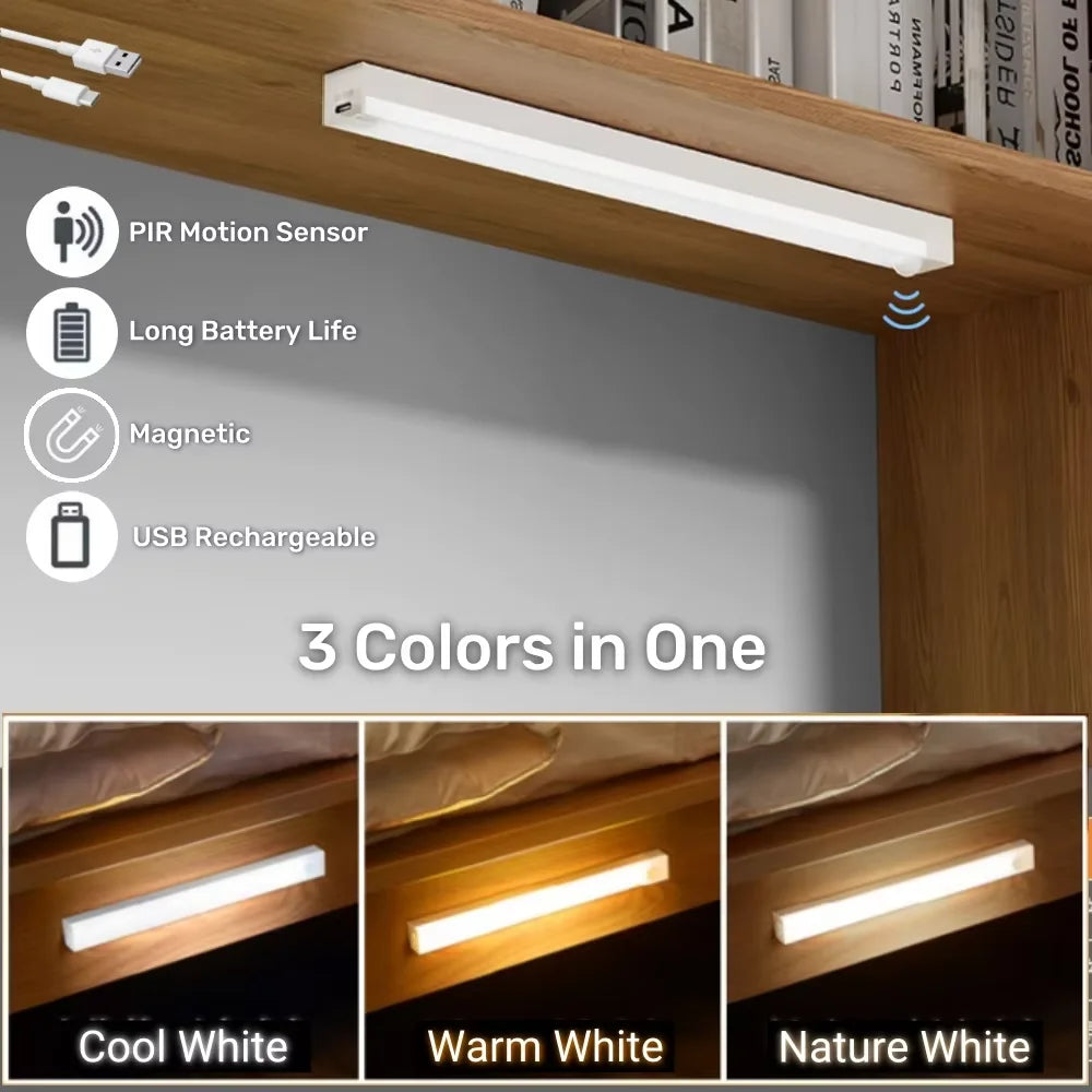 AITHEA LED Motion Sensor Light Wireless USB  Rechargeable Night Light Portable Induction Lamp for Cabinet Wardrobe Staircase