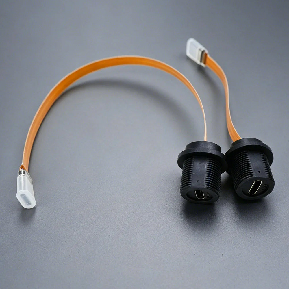 Type-C Threaded FPC Waterproof Plug Snap On Data Connector Industrial Grade USB 3.1 Type C Socket with 10CM/20CM Cable IP68