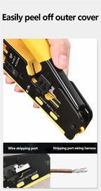 Rj45 Rj12 Rj11 Pass Through Crimp Plier Cat7 Cat6 Cat6A Cat5 Cat5e Stripping Crimping Tool with 8P/6P Ethernet Connectors