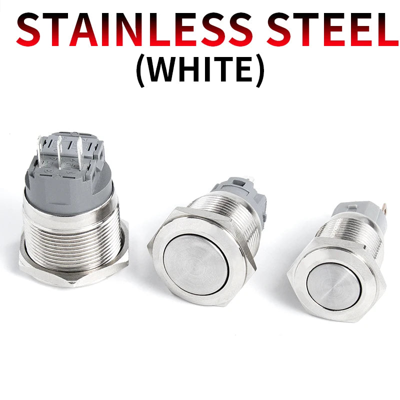 12/16/19/22/25/30/40mm Waterproof Metal Push Button Switch NO LED Light Momentary Latching Car Engine Power Switch  1NO1NC