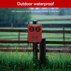 Outdoor Waterproof Solar Outdoor Motion Sensor Alarm Dog Barking&Gunshot Sound Animal Repeller Deter Raccoons Bears and Coyotes