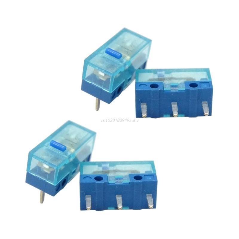 4Pcs New HUANO Blue Transparent  Mouse Micro Switch Button Pink Red Yellow Blue Green Dot Button Switch 3Pin 0.74N