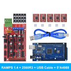 Mega 2560 R3 + RAMPS 1.4 control panel+ 5pcs A4988 or DRV8825 Stepper Motor Drive for arduino kit