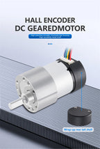 JGB37-520 Hall Encoder DC Geared Motor, 6V/12V, Reversible, High Torque 21KG.CM, All-metal Geared DC Motor With Hall Encoder.